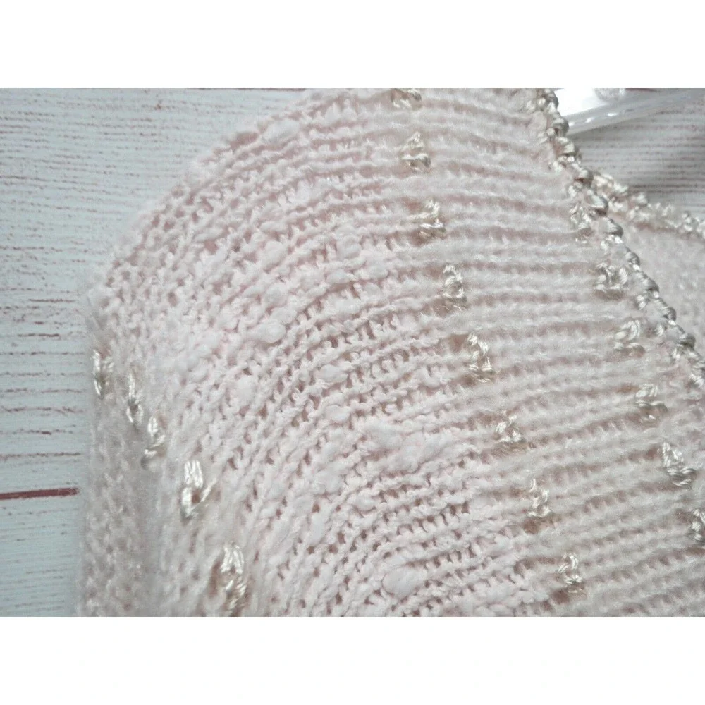 Vintage Light Pink Dolman Sleeve Textured Sweater V-Neck Size Medium